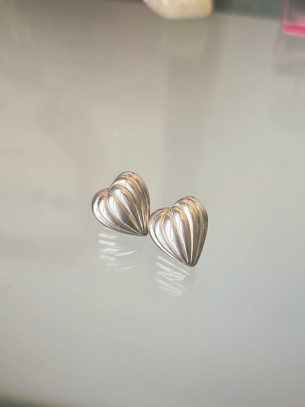 Sterling Silver Heart Stud Earrings - Silver Heart Earrings